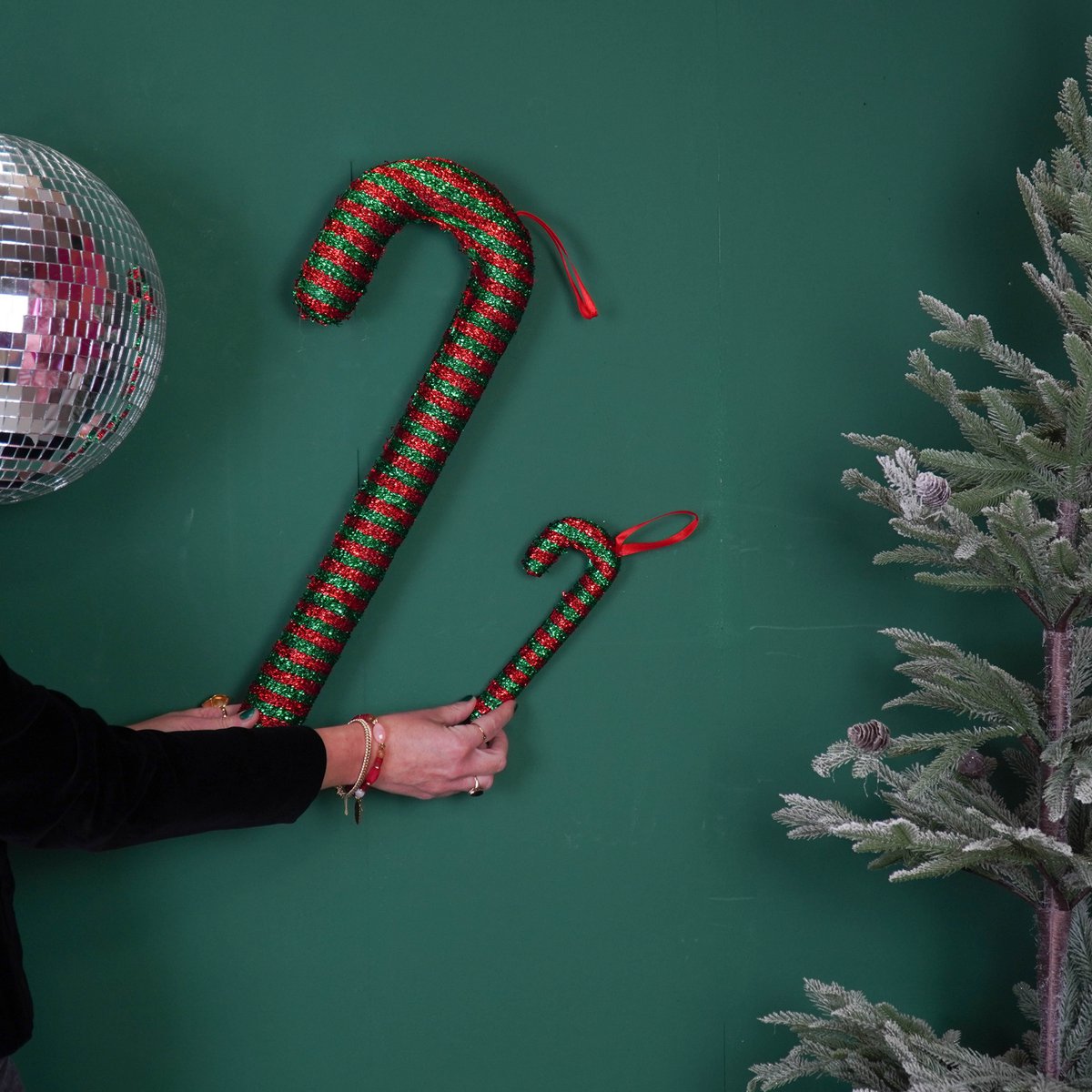 Kerstdecoratie zuurstok 52 cm groen/rood schuim