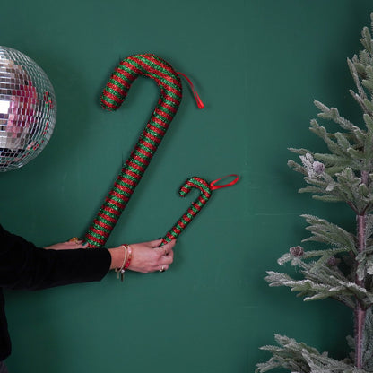 Kerstdecoratie zuurstok 52 cm groen/rood schuim