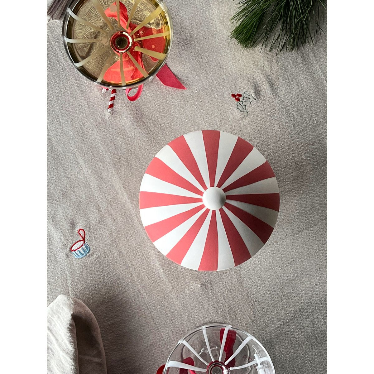 Keramiek minikom kerstkleuren