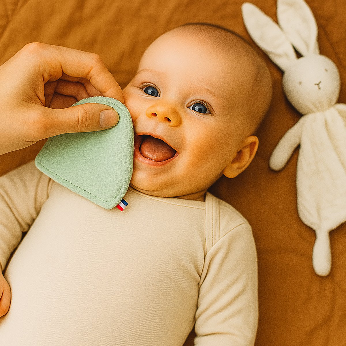 Reusable wipes made of organic cotton - green