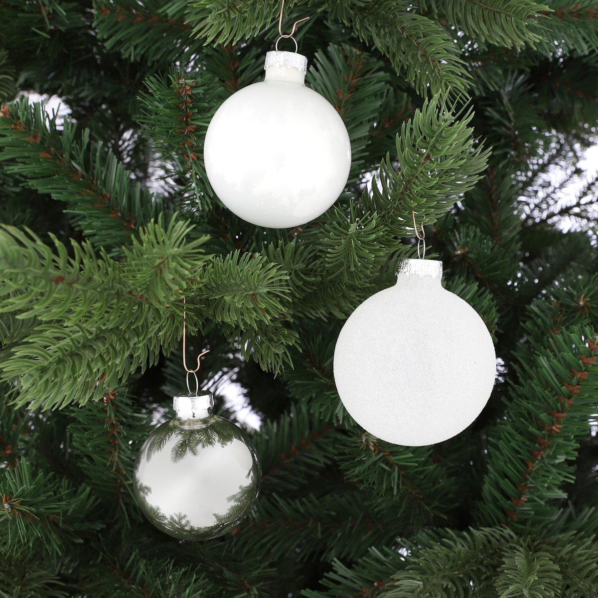Kerstballen set 26 stuks glas wit