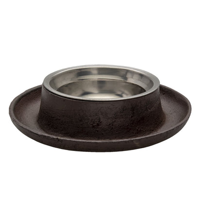 Voerbak hond kat Ø 22x5 cm bruin ijzer