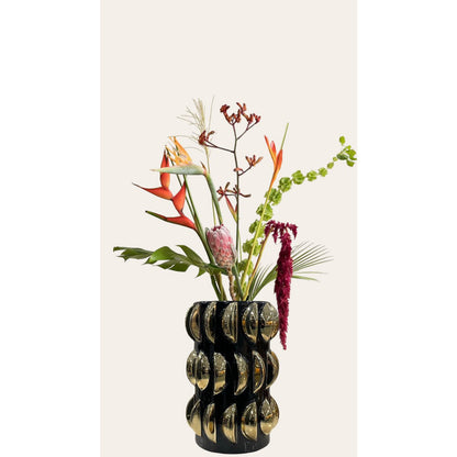 Vaas 18x27.5 cm keramiek zwart goud