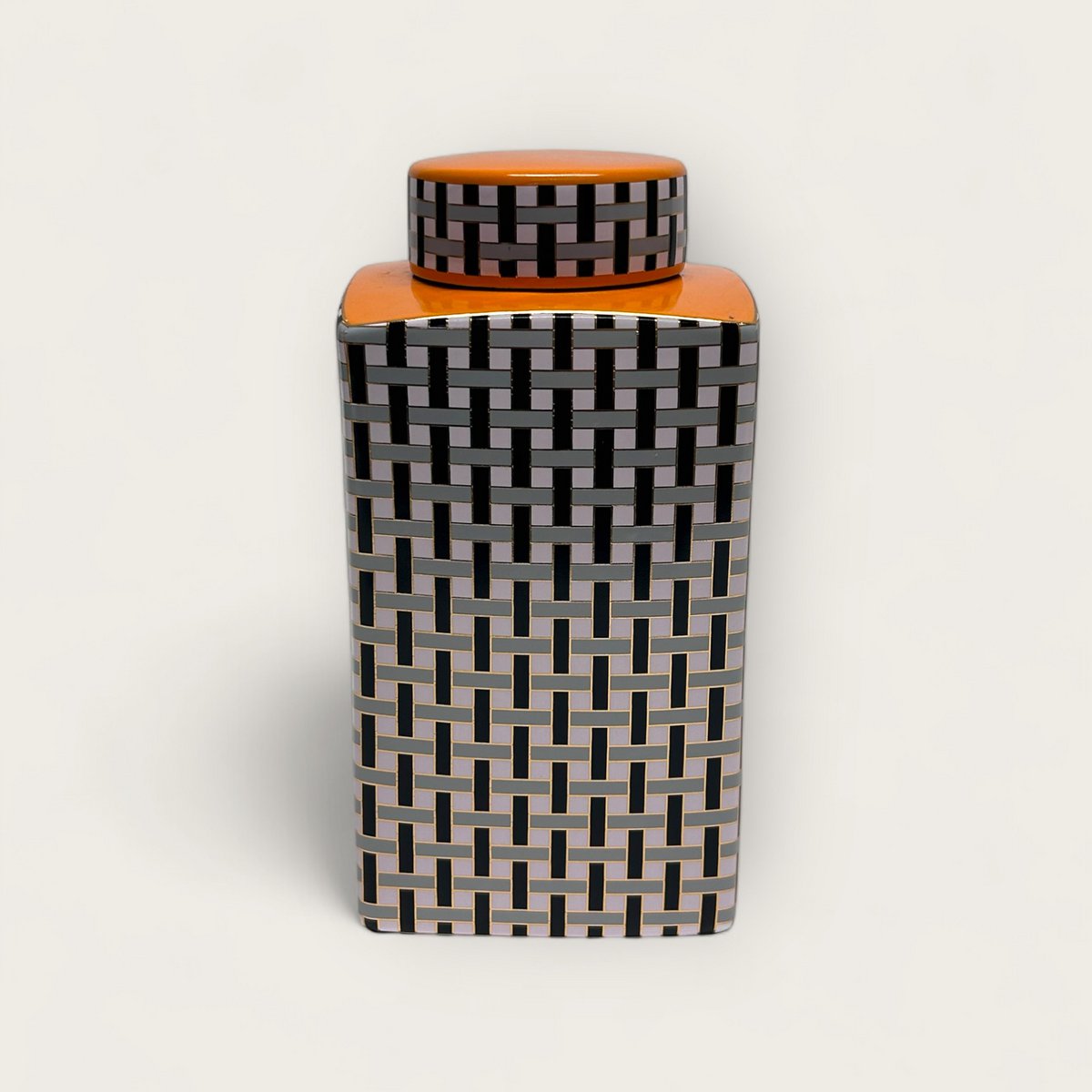 Porseleinen busje met deksel set A-stijl B-stijl oranje