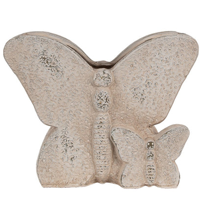 Flower pot Butterfly 24x10x19 cm Beige Stone