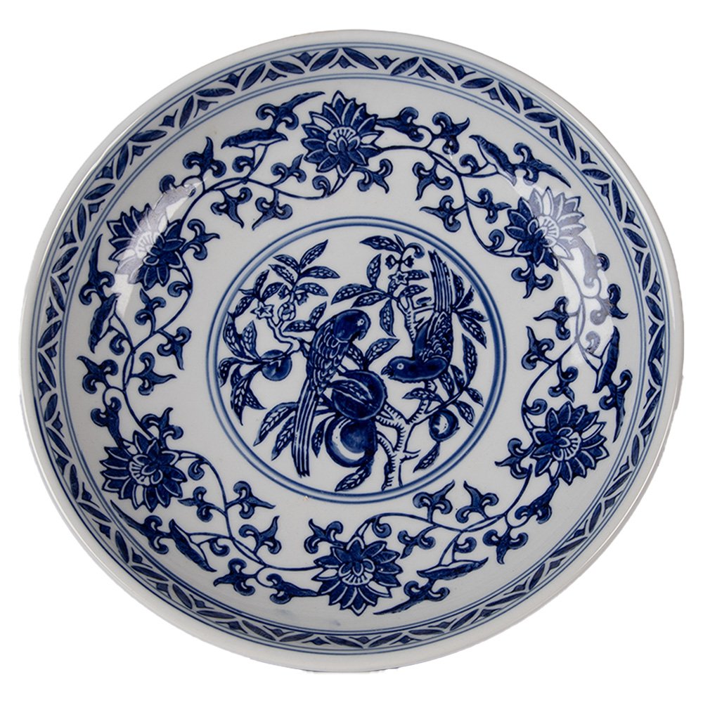 Taartplateau Ø 26 cm wit blauw porselein