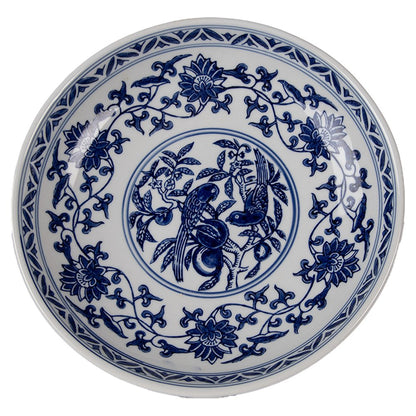 Taartplateau Ø 26 cm wit blauw porselein