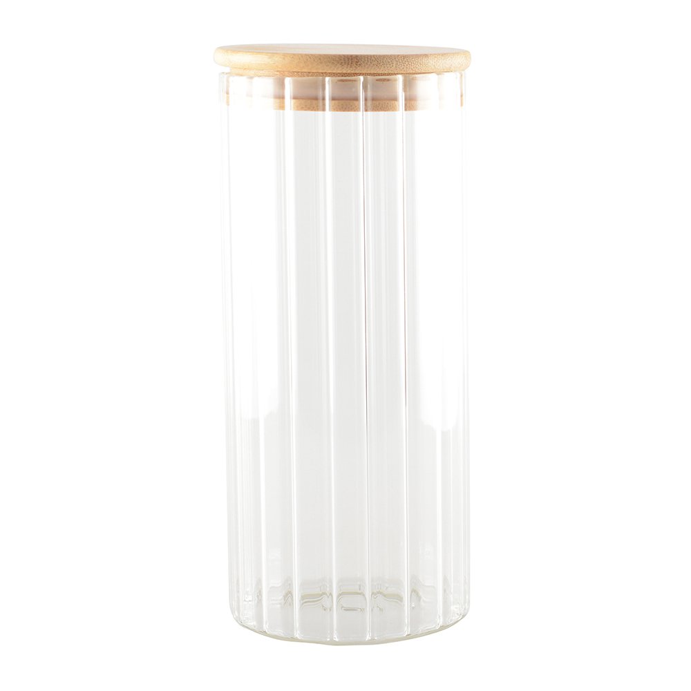 Opbergpot glas hout 9x9x20 cm