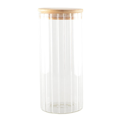 Opbergpot glas hout 9x9x20 cm