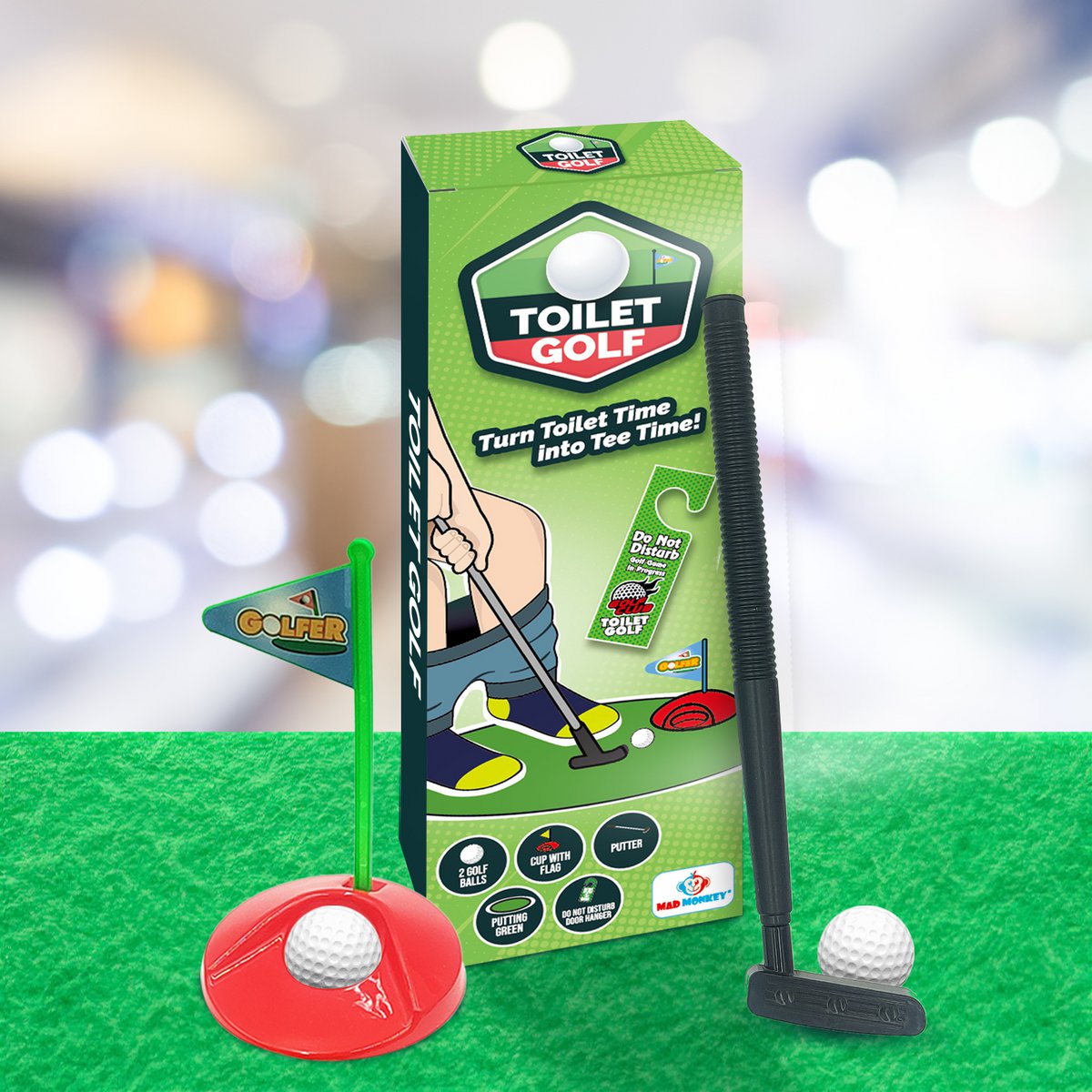 Toiletminigolfspel groen 43x15x6 cm