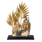 Kerststal beeld 19x6x24 cm goudgrijs kunststof ijzer