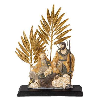 Kerststal beeld 19x6x24 cm goudgrijs kunststof ijzer