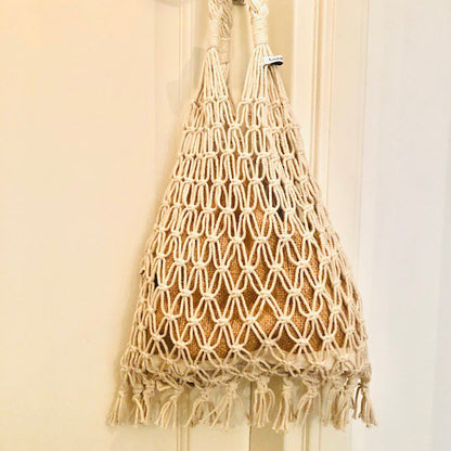Macramé tas gebroken wit katoen