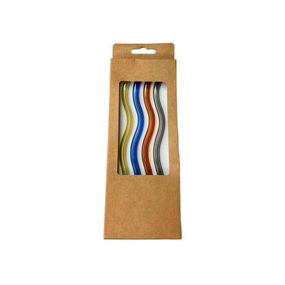 Glazen rietjes 4 stuks multicolor 8x1,5x23 cm