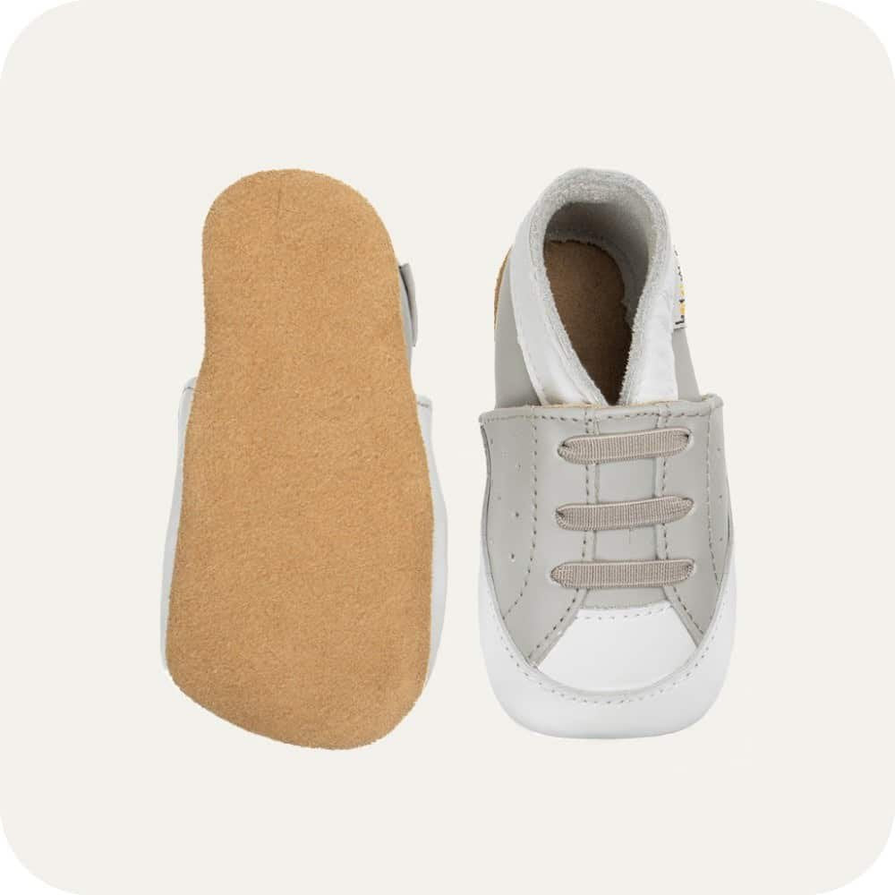 Babyslofjes leer grijs sneaker