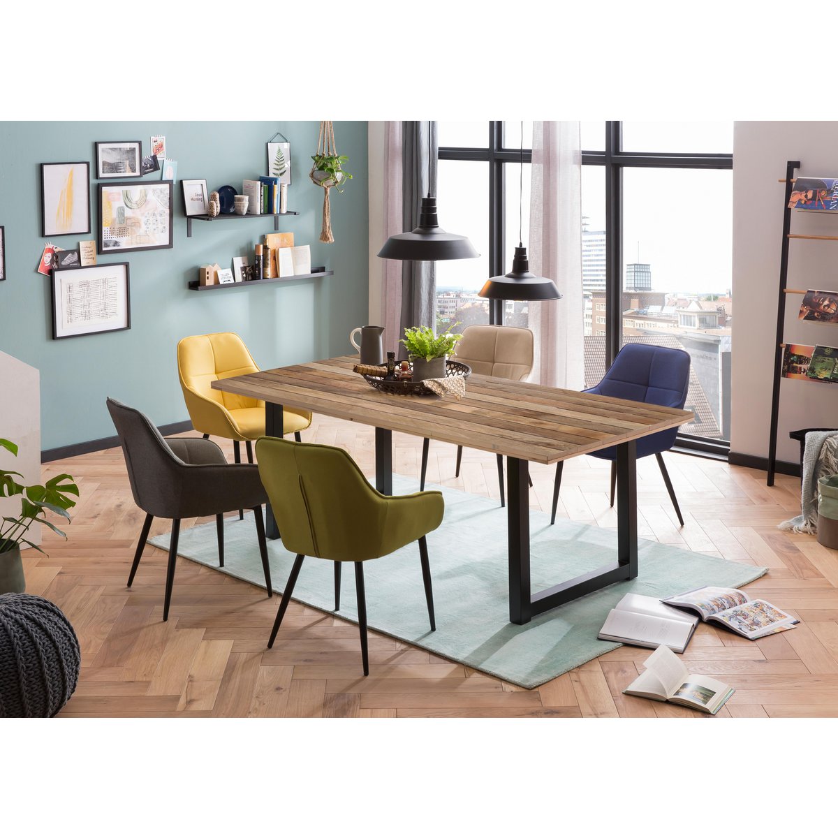 Eettafel 200x100 cm mangohout metaal