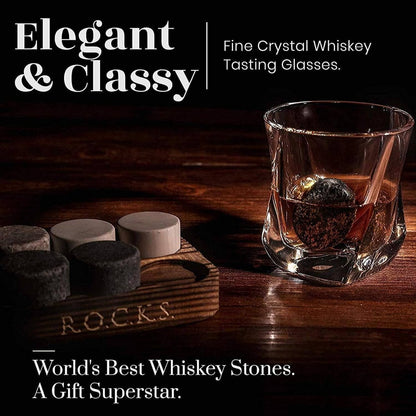 Whiskeyglazen set met granieten stenen
