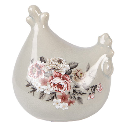 Decoration Figurine Chicken 12x11x13 cm Grey Ceramic