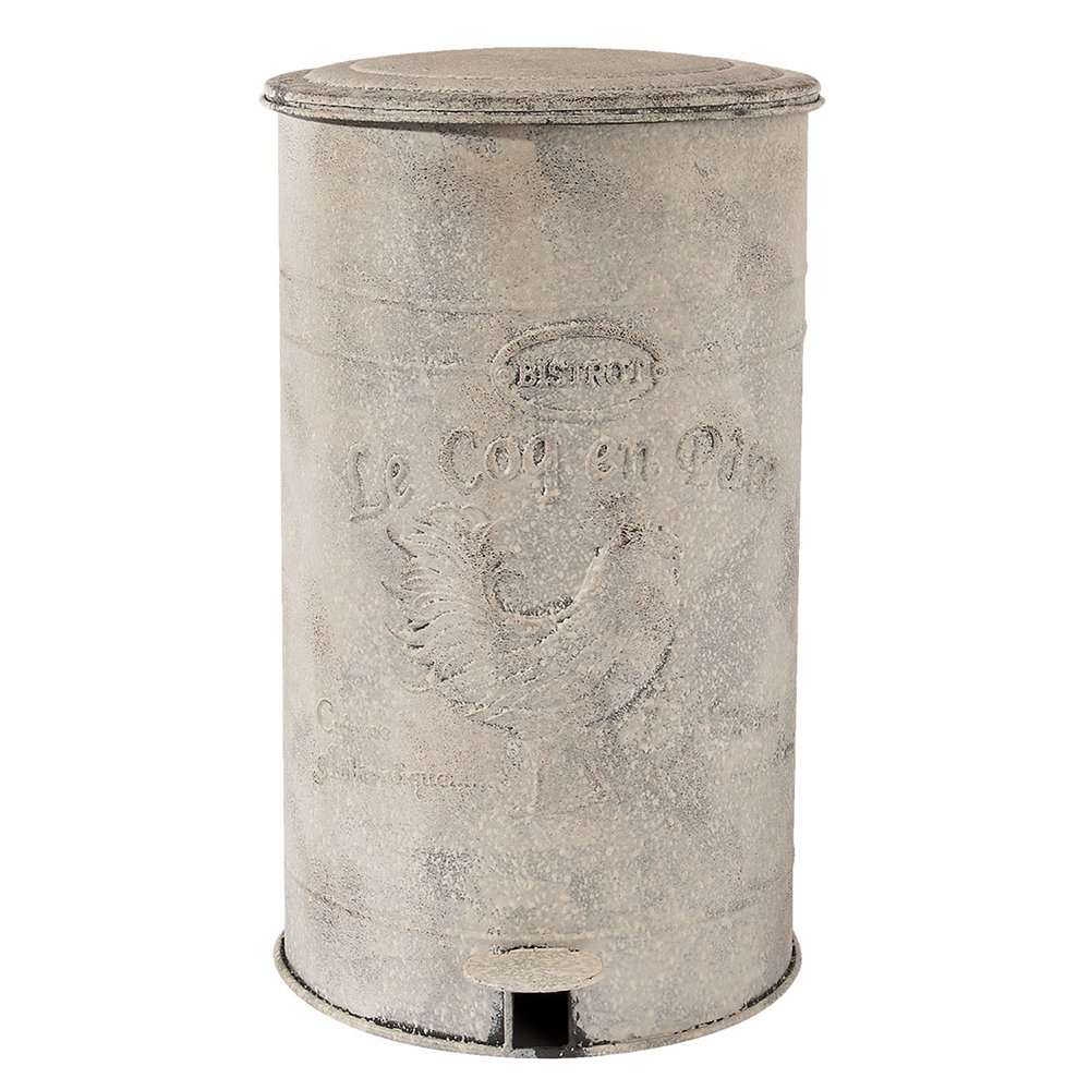 Pedaalemmer 12L wit kipdecor metaal