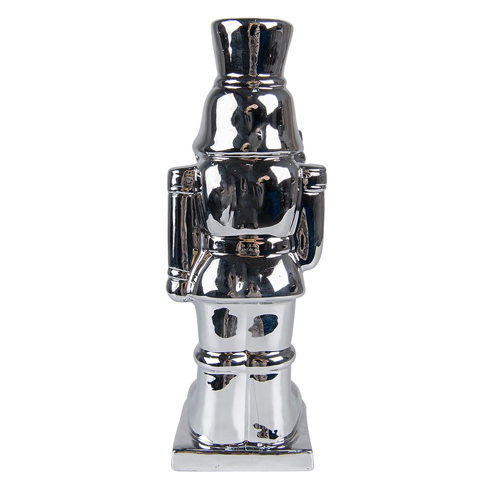 Notenkraker beeld 23 cm zilverkleurig porselein