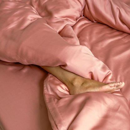 Hoeslaken TENCEL satijn terra roze