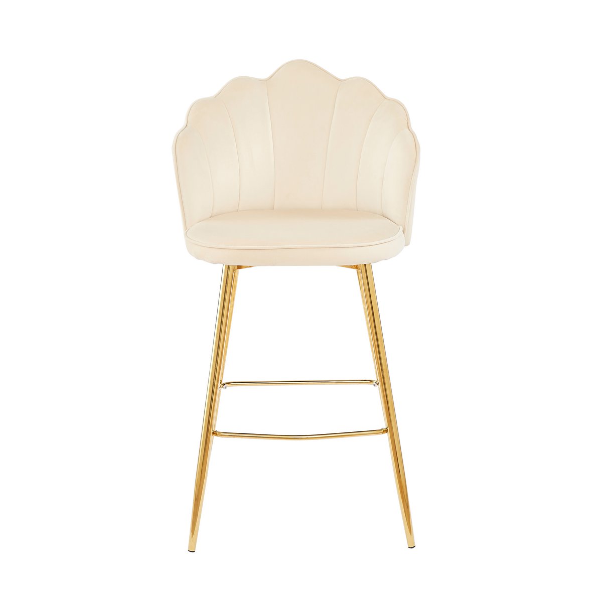 Barkrukken set van 2 beige fluweel goud 68 cm zithoogte