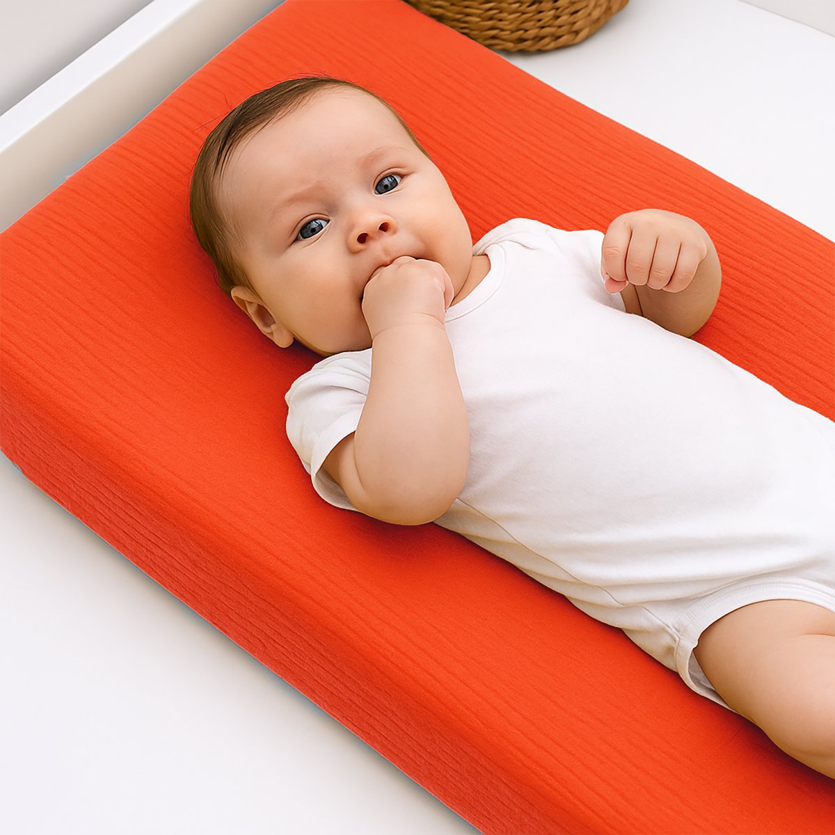 Strawberry organic cotton changing pad cover