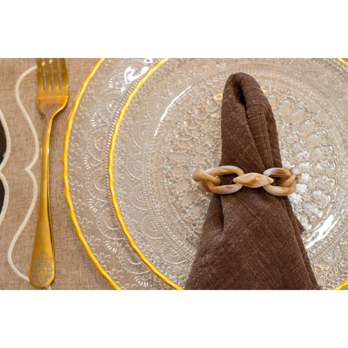 Servetringen rond wit bruin plastic 7x4x1 cm