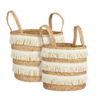 Opbergmanden set van 2 waterhyacint H30 Ø32 cm bruin