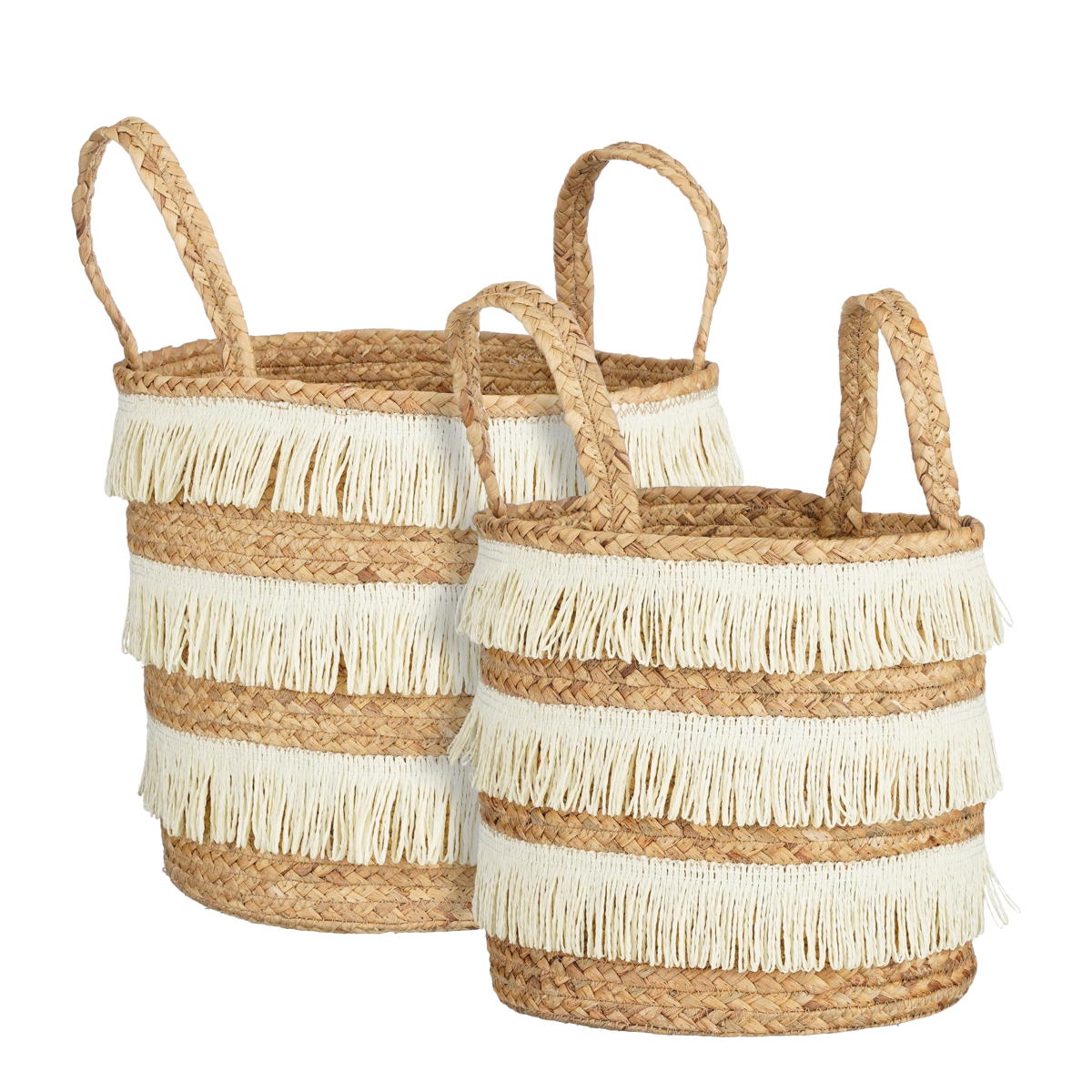 Opbergmanden set van 2 waterhyacint H30 Ø32 cm bruin