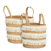 Opbergmanden set van 2 waterhyacint H30 Ø32 cm bruin