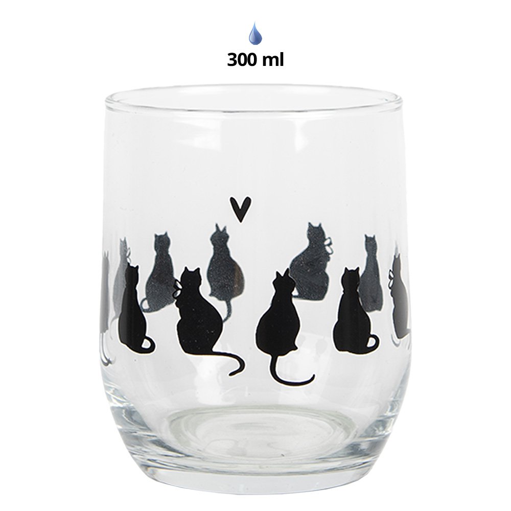 Waterglas 300 ml transparant glas kattenopdruk