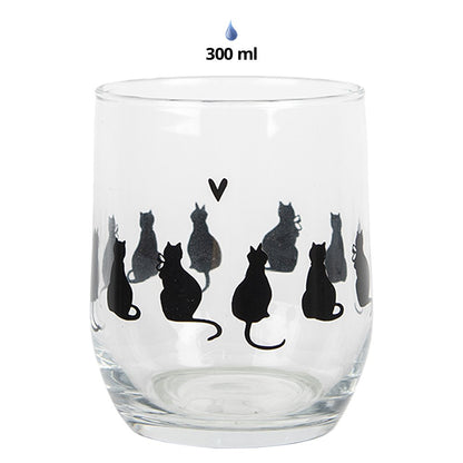 Waterglas 300 ml transparant glas kattenopdruk