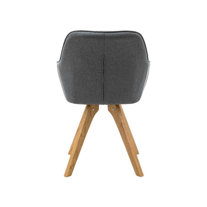 Fauteuil set van 2 grijs eikenhout textiel