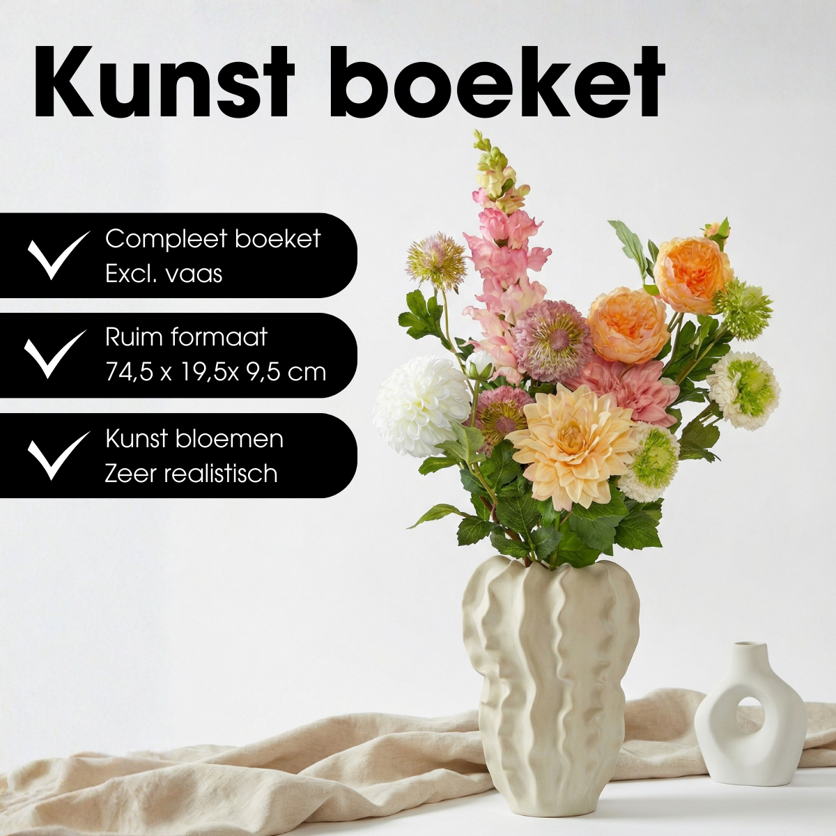 Kunstboeket Jean 74,5 cm meerkleurig