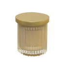 Geurkaars kokosnoot bruin glas gouden deksel 7.5x7.5x9 cm