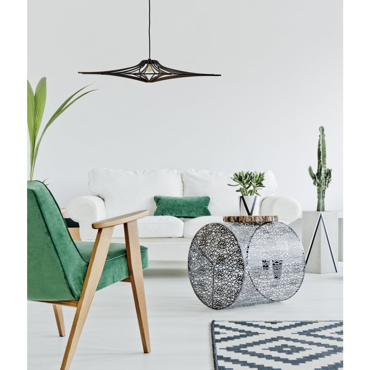 Hanglamp 90 cm MDF mat zwart