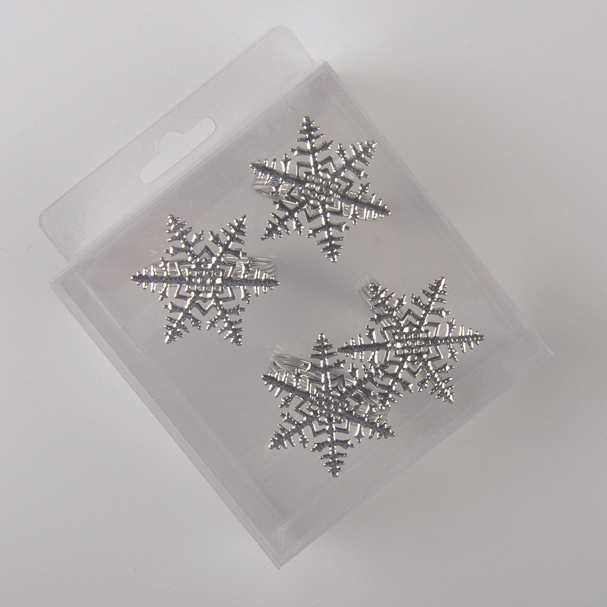Servetringen 4 stuks zilver sneeuwvlok