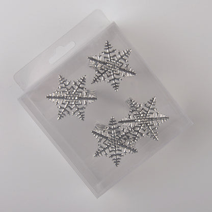 Servetringen 4 stuks zilver sneeuwvlok