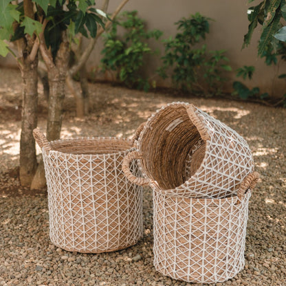 Boho Laundry Basket KERSO | Plant Basket | Banana Fiber Storage Basket (3 sizes)
