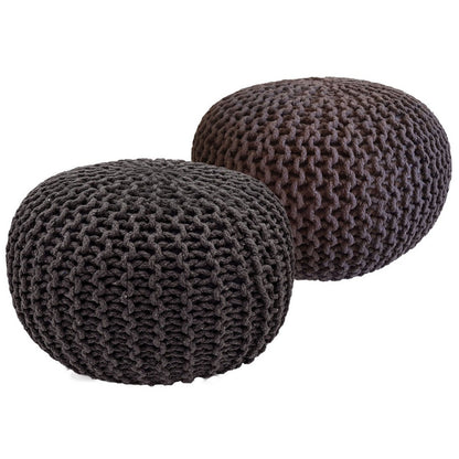 Poef set 2 stuks Ø55x37 cm grofgebreid