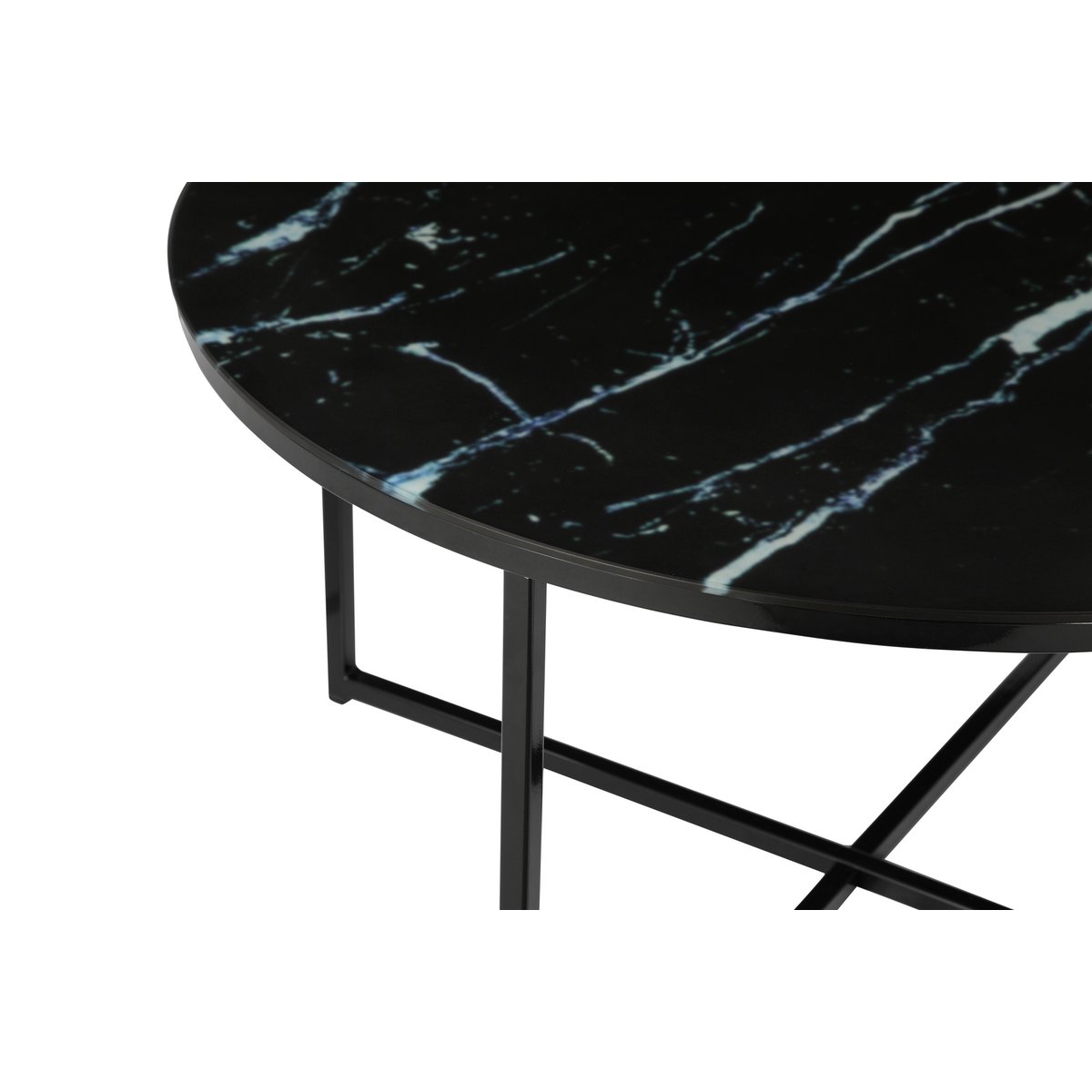 Salontafel rond Ø80x45 cm glas zwart metaal