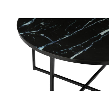 Salontafel rond Ø80x45 cm glas zwart metaal