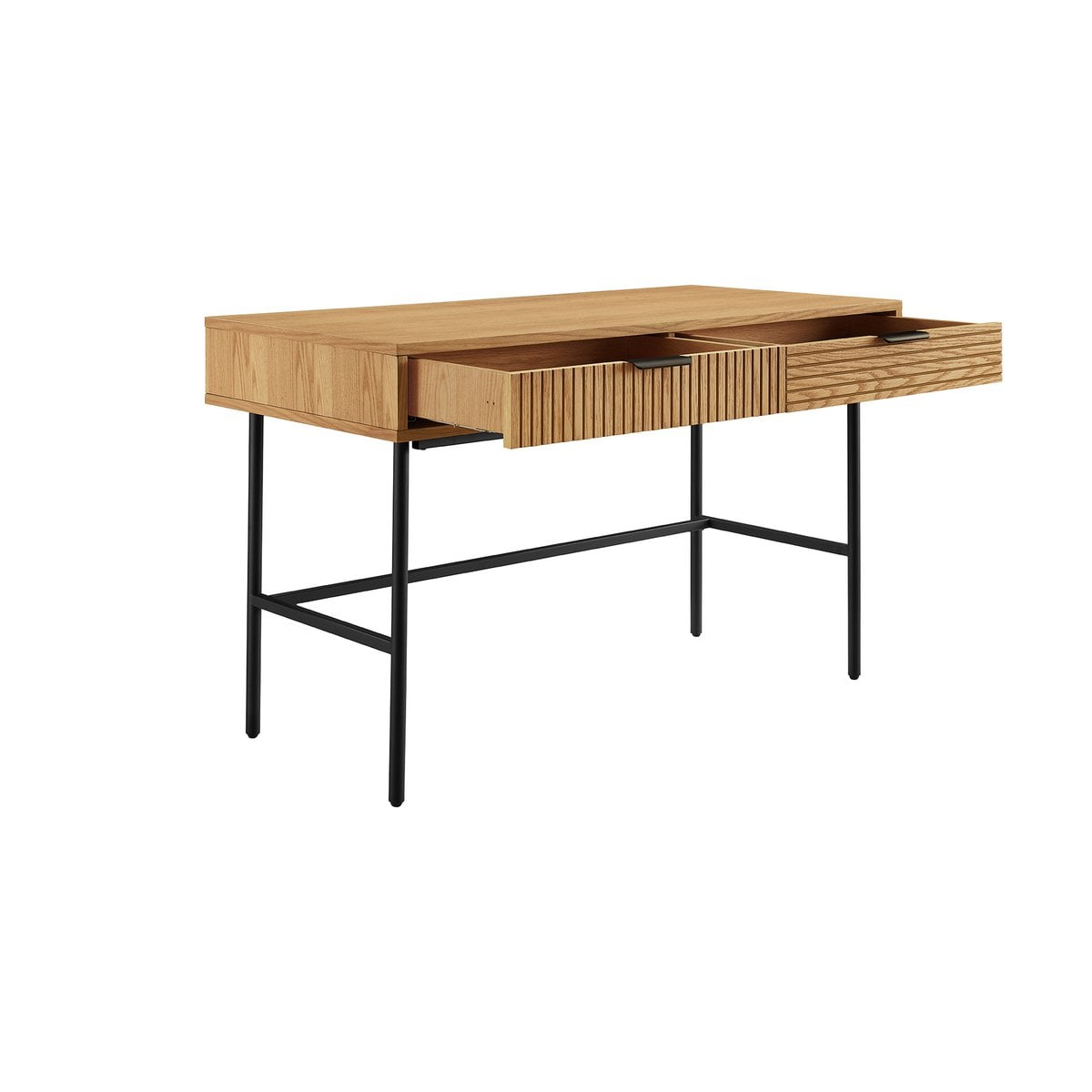Bureau 120x60x75 cm eikenfineer zwart metaal