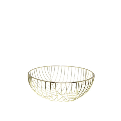 Golden bread basket in iron 26x26x10.5 cm