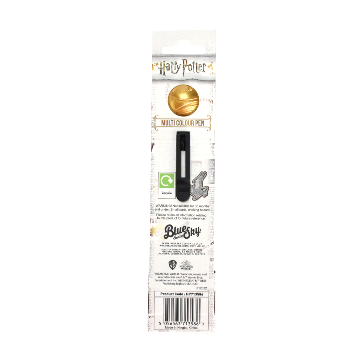 Harry Potter ballpoint pen, multicolor ballpoint pen with golden snitch