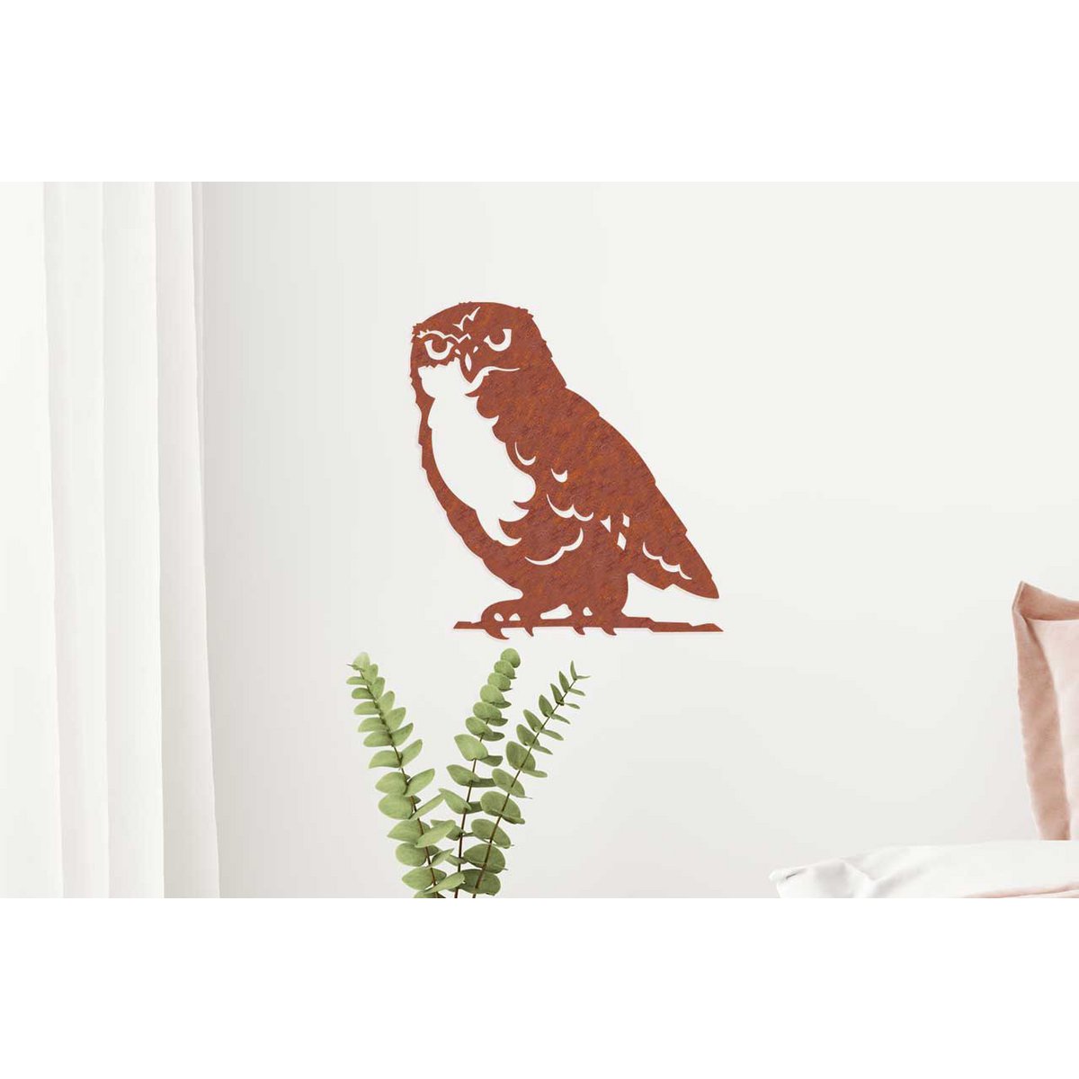 Wanddecoratie uil roestmetaal 40,6x50,9 cm