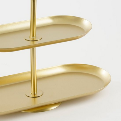 Etagère 2 lagen metaal 38x17x36 cm zwart