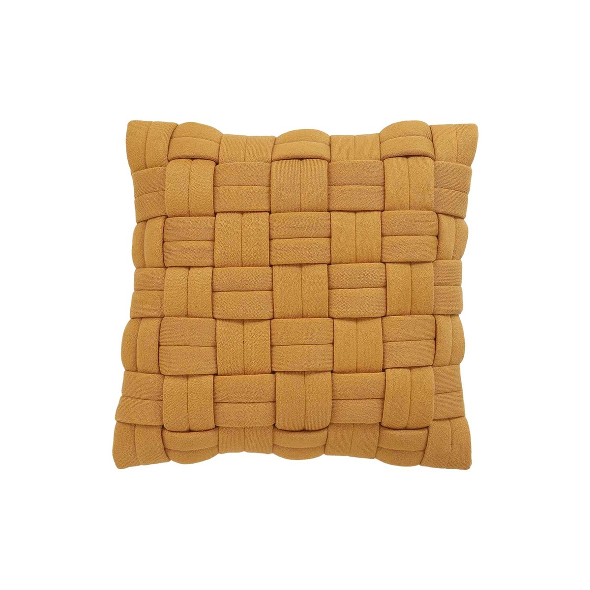 Kussenhoes 45x45 cm gebreid katoen mosterdgeel