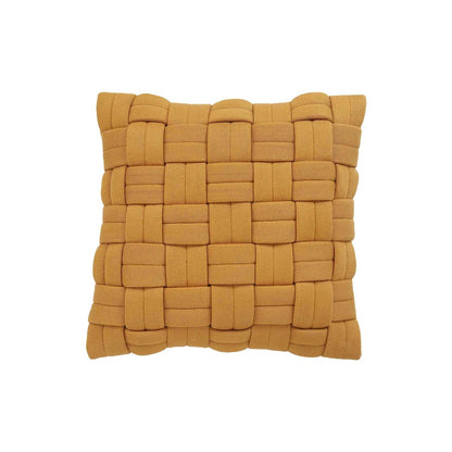 Kussenhoes 45x45 cm gebreid katoen mosterdgeel